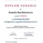 Powiększ zdjęcie Dyplom Kamila Bartkiewicza